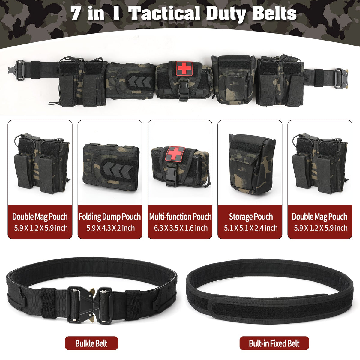 PEAKROO 5 in 1 Quick Release Tactical Duty Belt