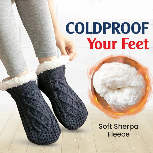 PeakRoo Fleece-Lined Non-Slip Thermal Slippers Socks-Buy 2 Pcs Get Free Shipping
