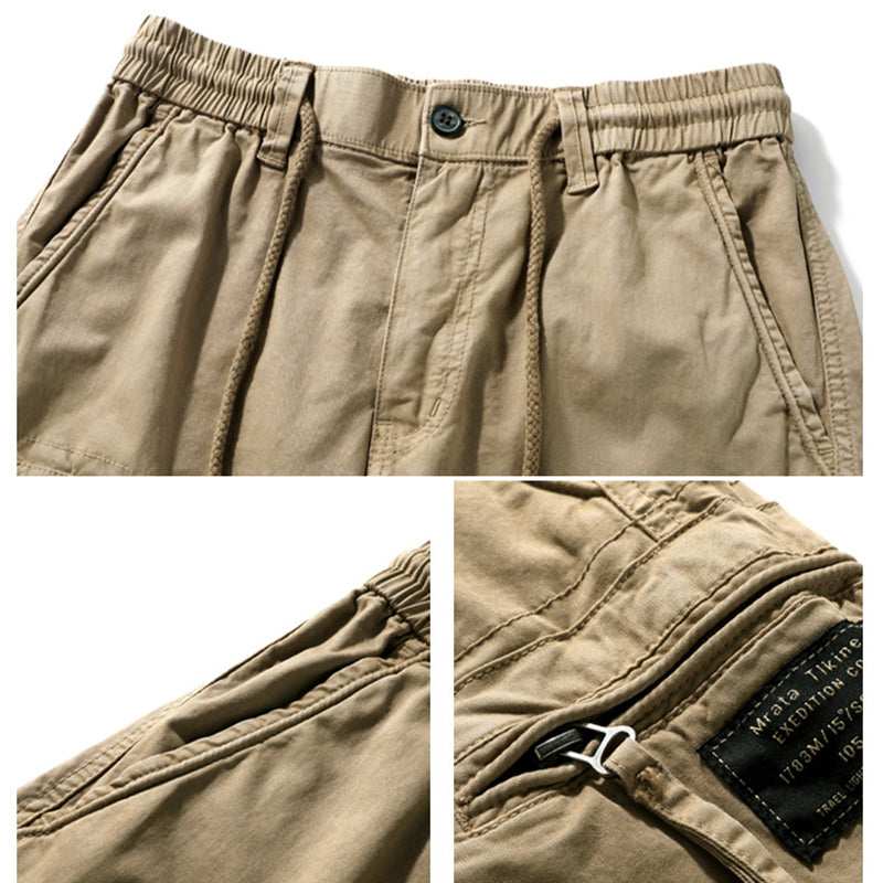 Men's Casual Solid Color Zipper Pocket  Shorts