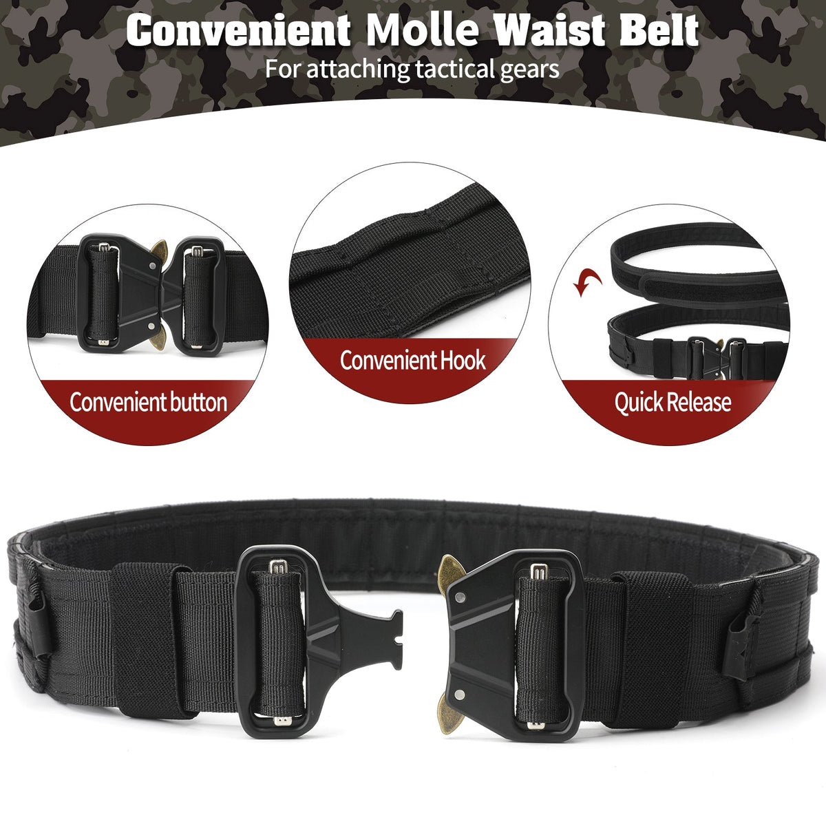 PEAKROO 5 in 1 Quick Release Tactical Duty Belt