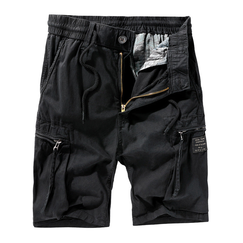 Men's Casual Solid Color Zipper Pocket  Shorts
