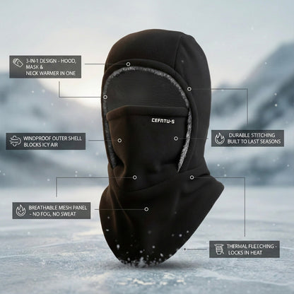 ThermaFleece™ 3-in-1 Winter Balaclava – Windproof Hat, Face Mask & Neck Warmer