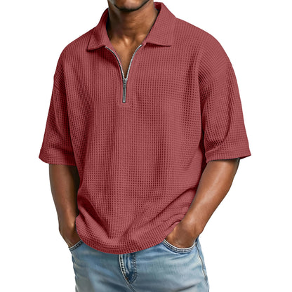 Waffle Zip Polo Shirt