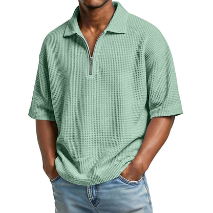 Waffle Zip Polo Shirt
