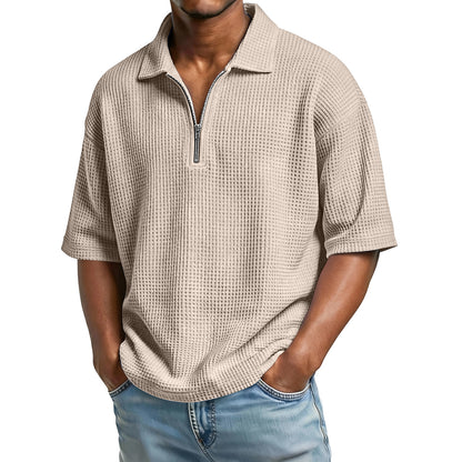 Waffle Zip Polo Shirt
