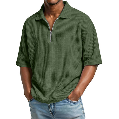 Waffle Zip Polo Shirt