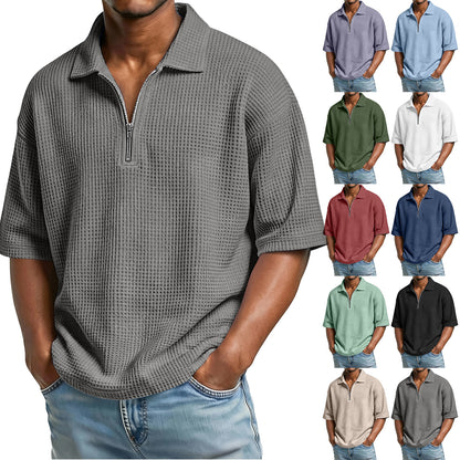 Waffle Zip Polo Shirt