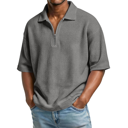 Waffle Zip Polo Shirt