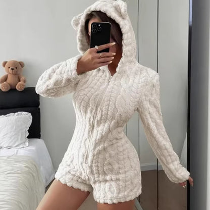 Women's Cozy Cute Plush Romper