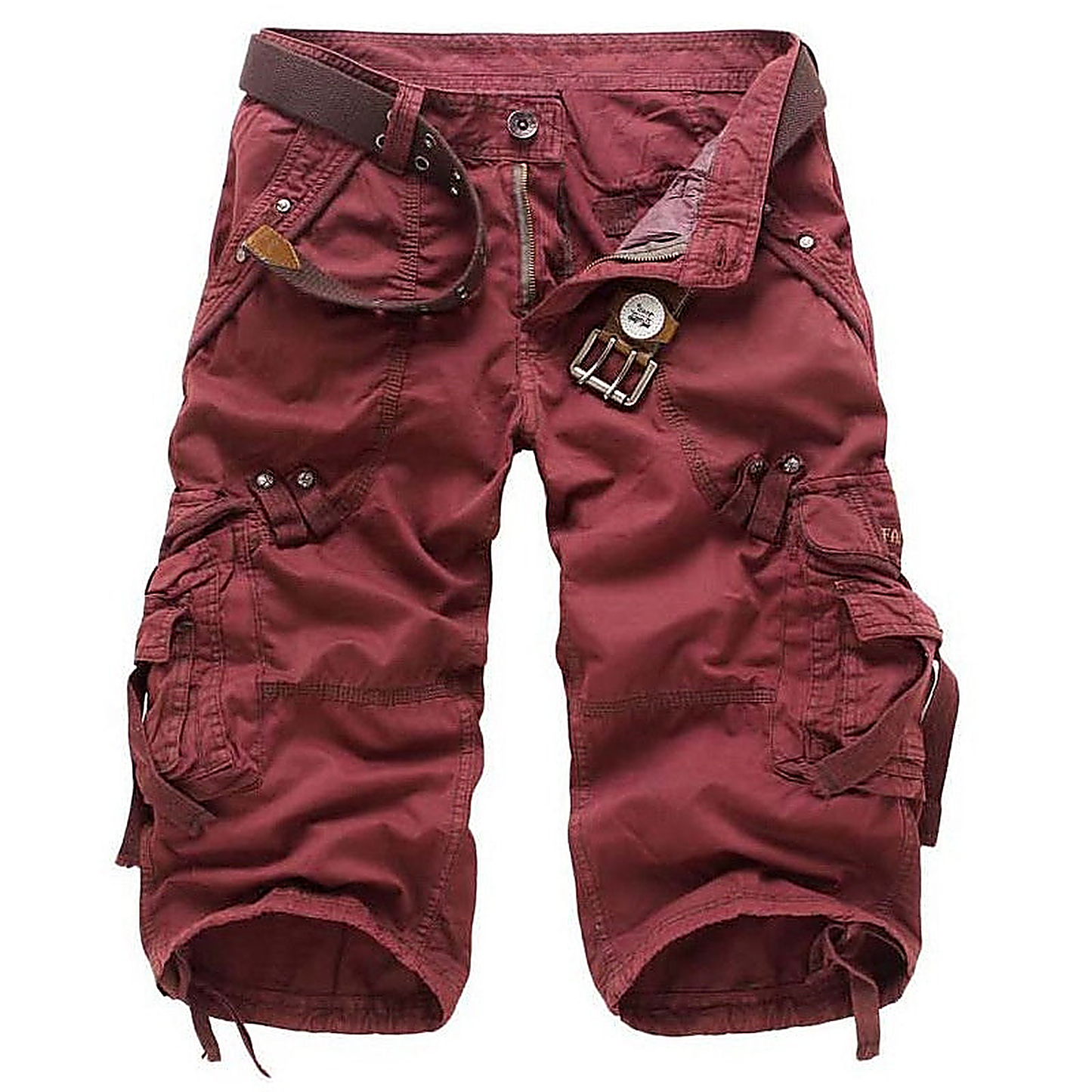 Men's Solid Color Multi-pocket Cargo Shorts