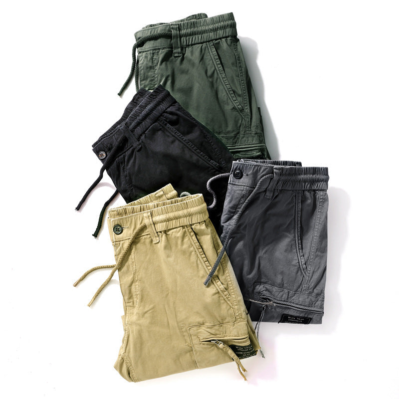 Men's Casual Solid Color Zipper Pocket  Shorts