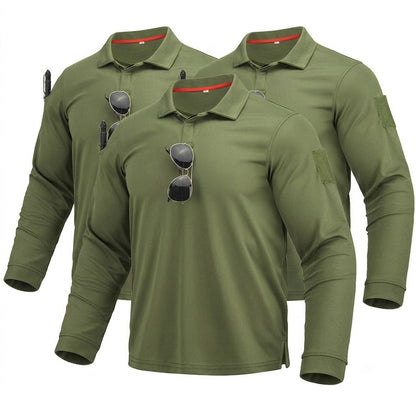3PACK Men’s Quick-Dry Long Sleeve Polo Shirt