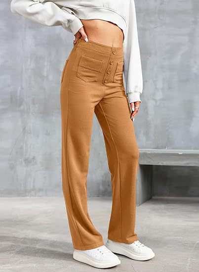 Fleur High Waist Stretch Straight Leg Pants with Pockets – Comfort & Chic Everyday Pants