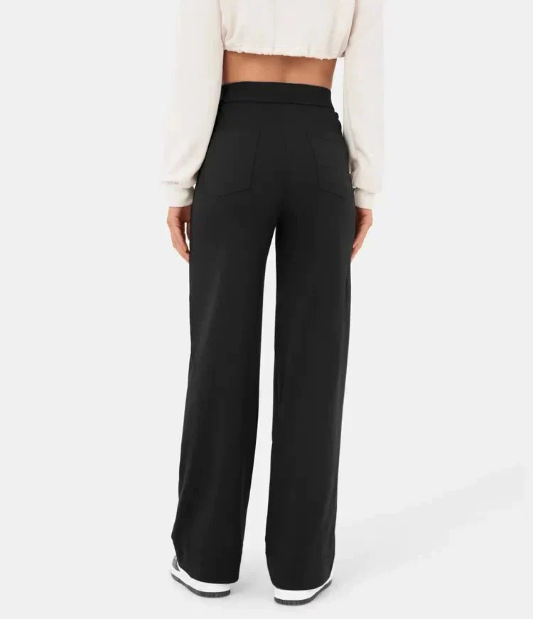 Fleur High Waist Stretch Straight Leg Pants with Pockets – Comfort & Chic Everyday Pants