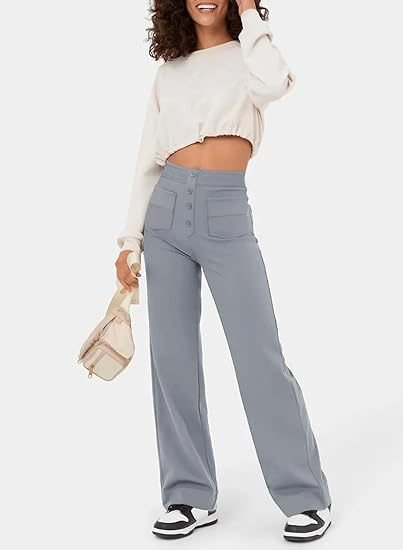 Fleur High Waist Stretch Straight Leg Pants with Pockets – Comfort & Chic Everyday Pants