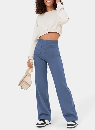 Fleur High Waist Stretch Straight Leg Pants with Pockets – Comfort & Chic Everyday Pants