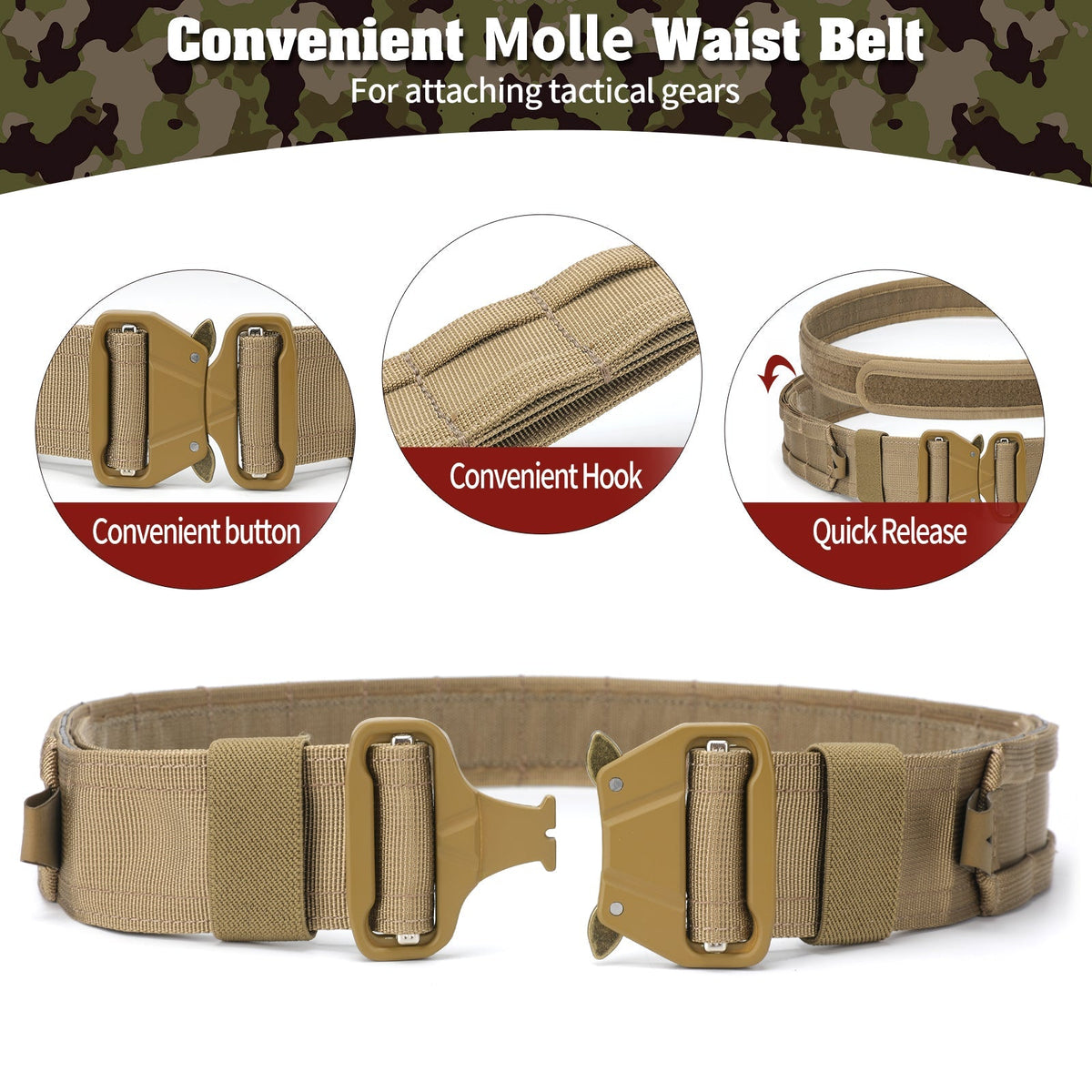PEAKROO 5 in 1 Quick Release Tactical Duty Belt