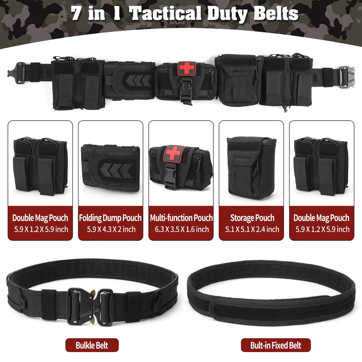 PEAKROO 5 in 1 Quick Release Tactical Duty Belt