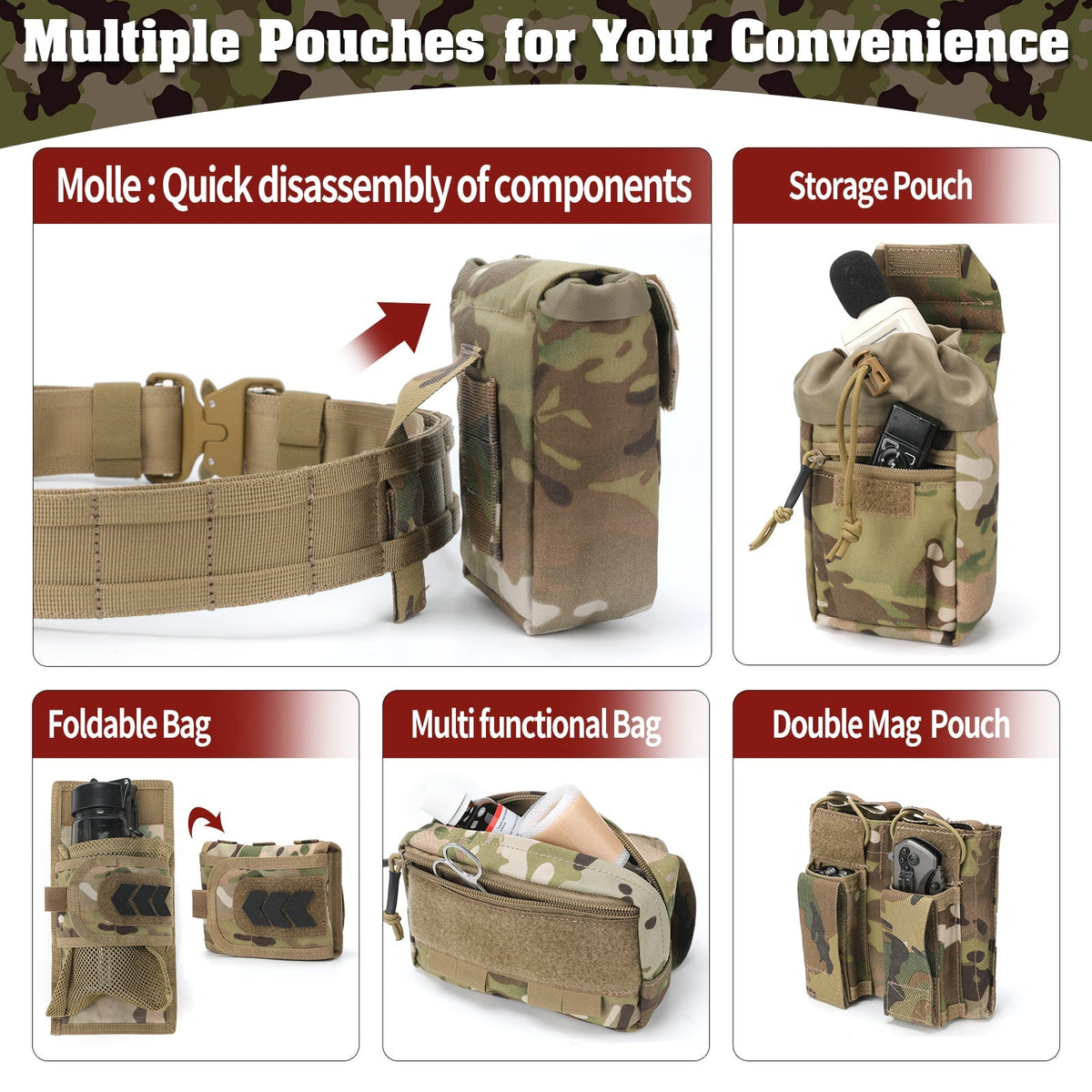 PEAKROO 5 in 1 Quick Release Tactical Duty Belt