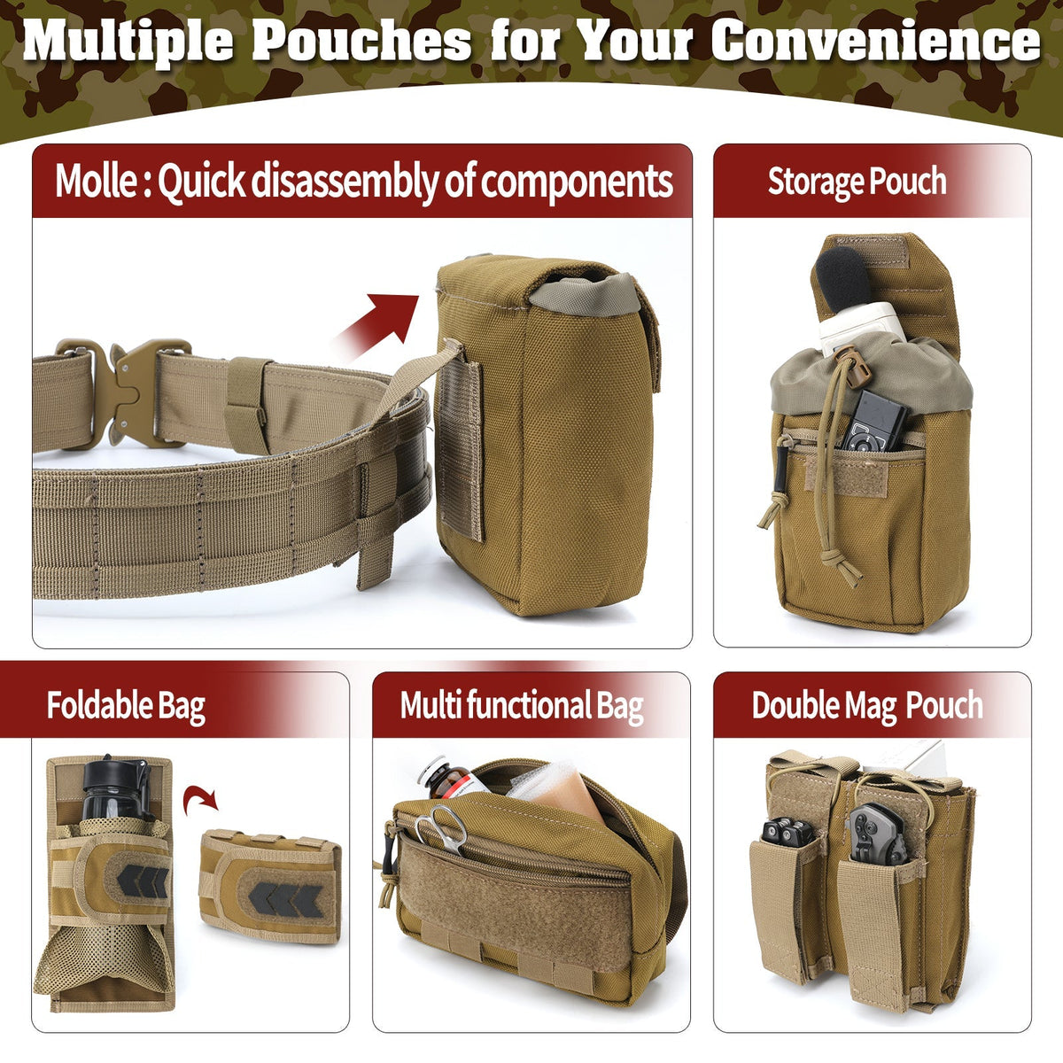 PEAKROO 5 in 1 Quick Release Tactical Duty Belt
