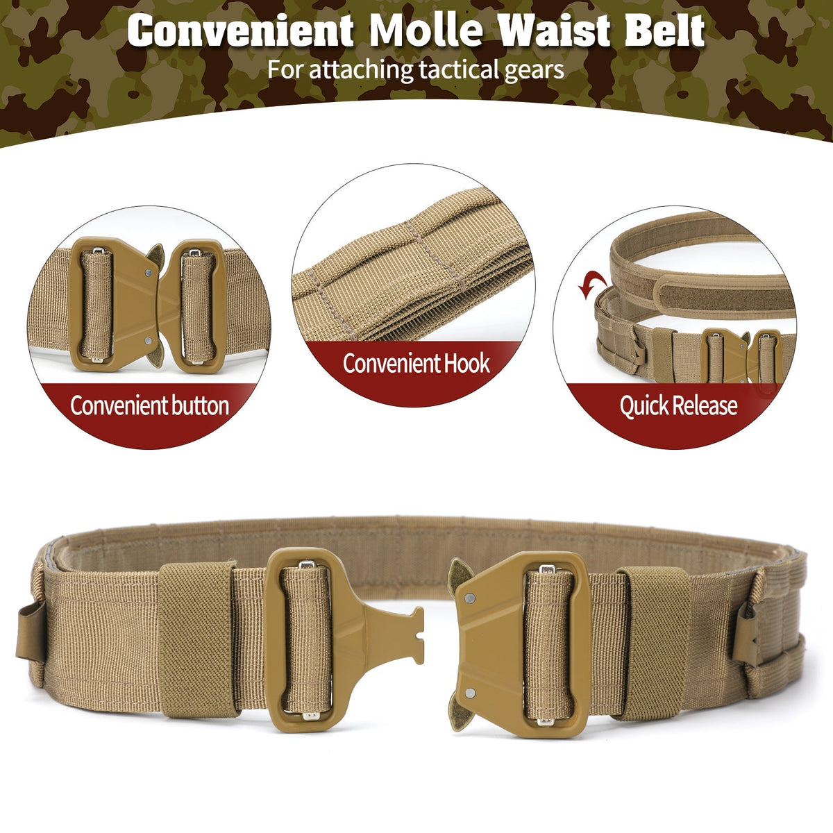 PEAKROO 5 in 1 Quick Release Tactical Duty Belt