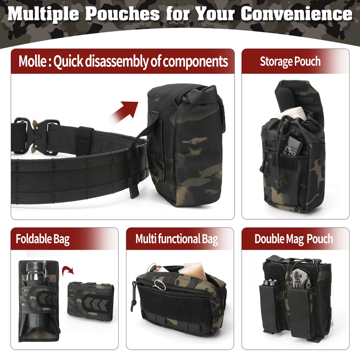 PEAKROO 5 in 1 Quick Release Tactical Duty Belt