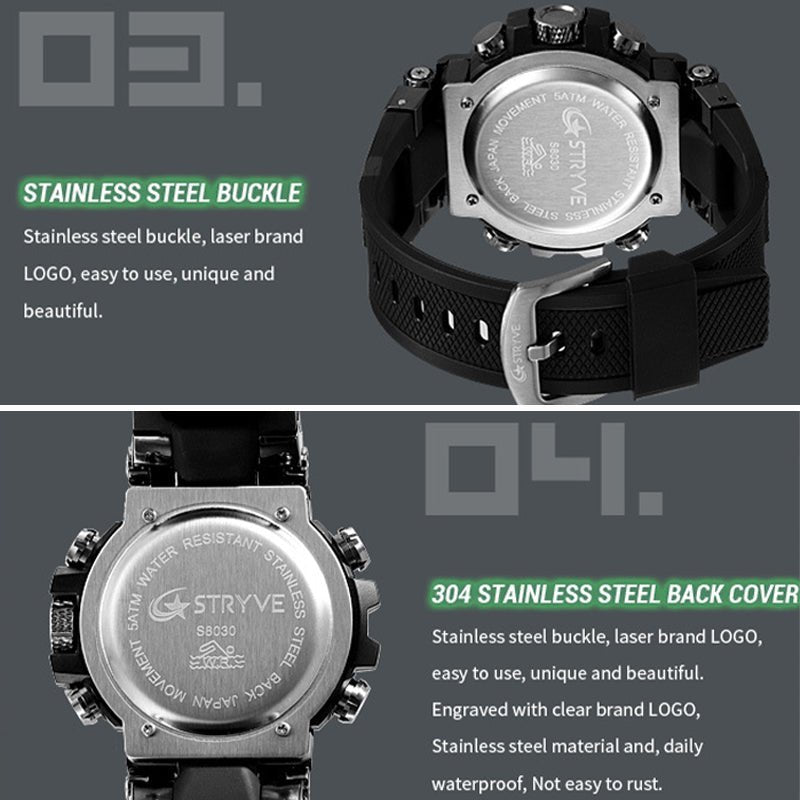 PEAKROO Colorful Functional Waterproof Tactical Watch